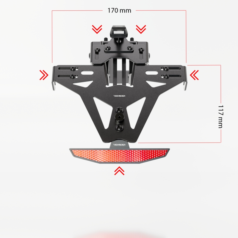 Držač registarske pločice s osvjetljenjem Highsider Akron RS PRO Kawasaki Z650, Ninja 650 crni