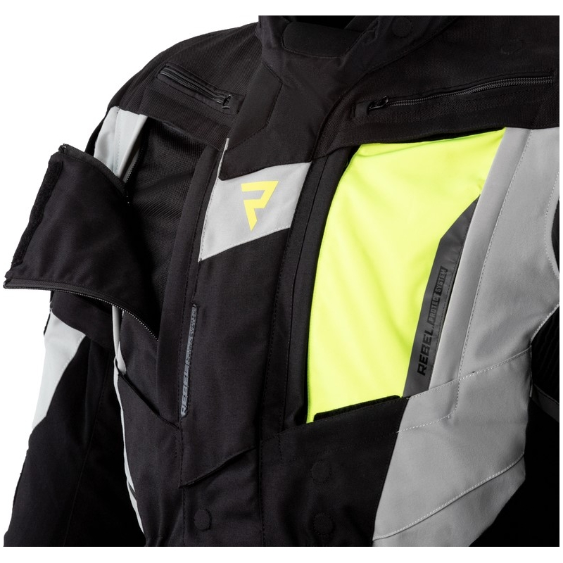 Motociklistička jakna Rebelhorn Hardy II sivo-crna-fluo žuta rasprodaja