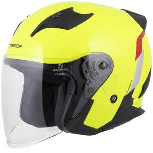 Cassida Reflex 2.0 zaštitna kaciga za motocikl otvorenog tipa, fluo žuto-crveno-sivo-reflektirajuća srebrna