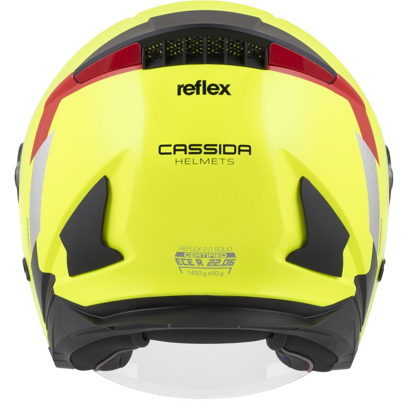 Cassida Reflex 2.0 zaštitna kaciga za motocikl otvorenog tipa, fluo žuto-crveno-sivo-reflektirajuća srebrna