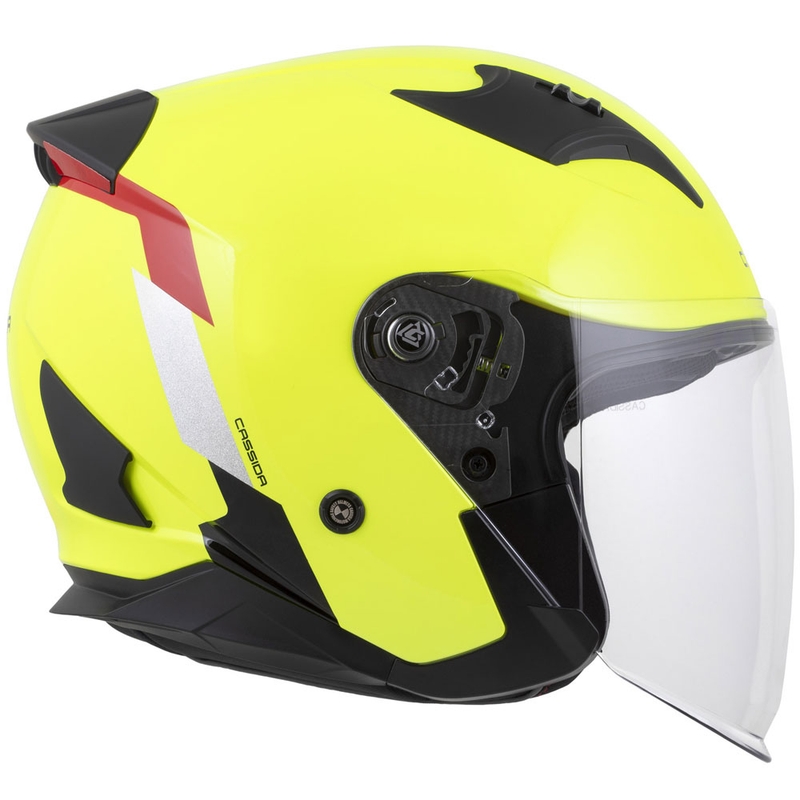 Cassida Reflex 2.0 zaštitna kaciga za motocikl otvorenog tipa, fluo žuto-crveno-sivo-reflektirajuća srebrna