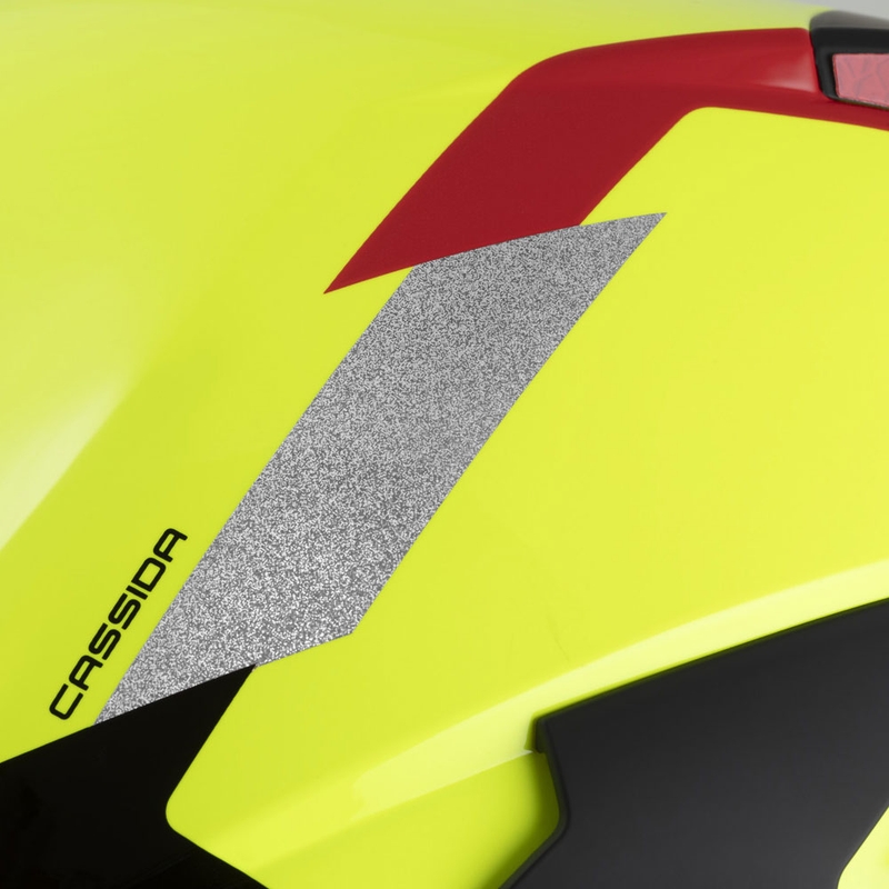 Cassida Reflex 2.0 zaštitna kaciga za motocikl otvorenog tipa, fluo žuto-crveno-sivo-reflektirajuća srebrna