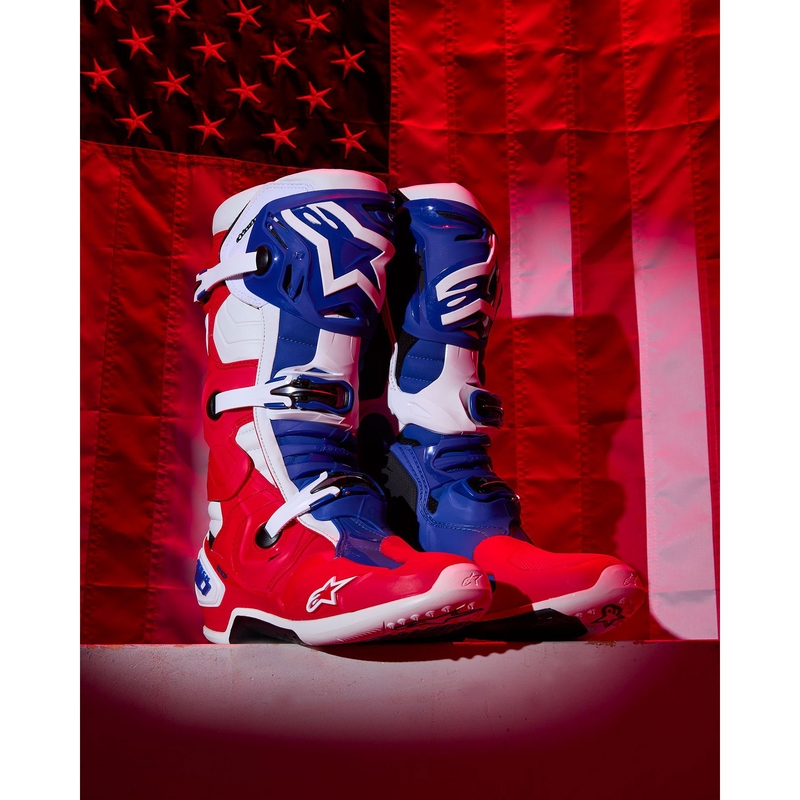 Alpinestars Tech 10 Limited Edition FORTITUDE motociklističke čizme bijelo-plavo-crvene