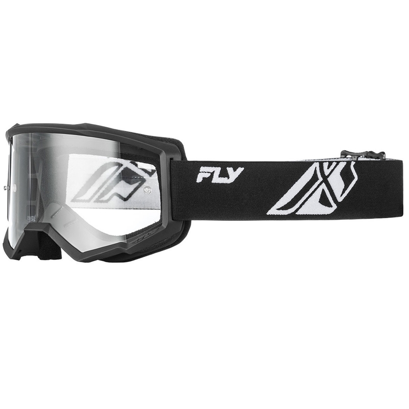 FLY Racing Focus dječje motokros naočale crno-bijele s prozirnim pleksiglasom