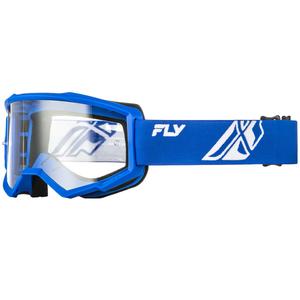 FLY Racing Focus dječje motokros naočale plavo-bijele s prozirnim pleksiglasom