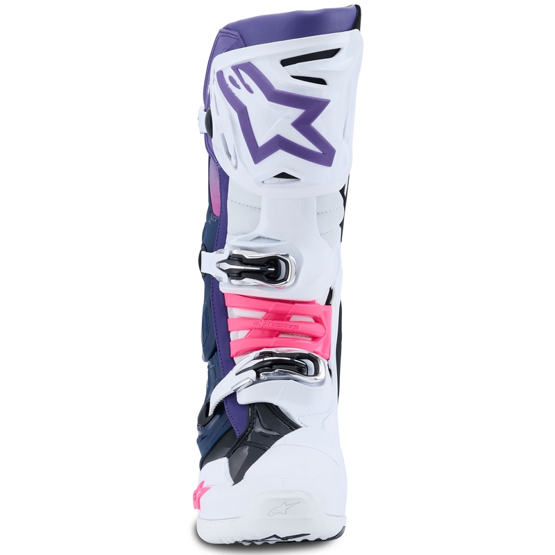 Alpinestars Tech 10 motociklističke čizme bijelo-ljubičasto-plavo-fluo roza
