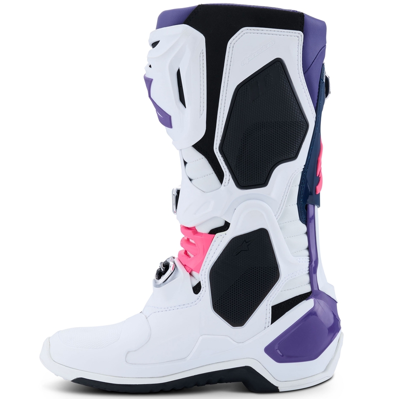 Alpinestars Tech 10 motociklističke čizme bijelo-ljubičasto-plavo-fluo roza