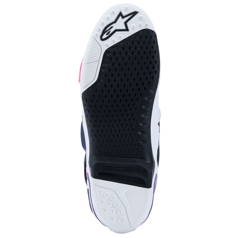 Alpinestars Tech 10 motociklističke čizme bijelo-ljubičasto-plavo-fluo roza