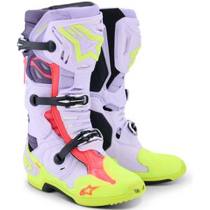 Alpinestars Tech 10 Supervented motociklističke čizme ljubičaste-fluo žute-ružičaste