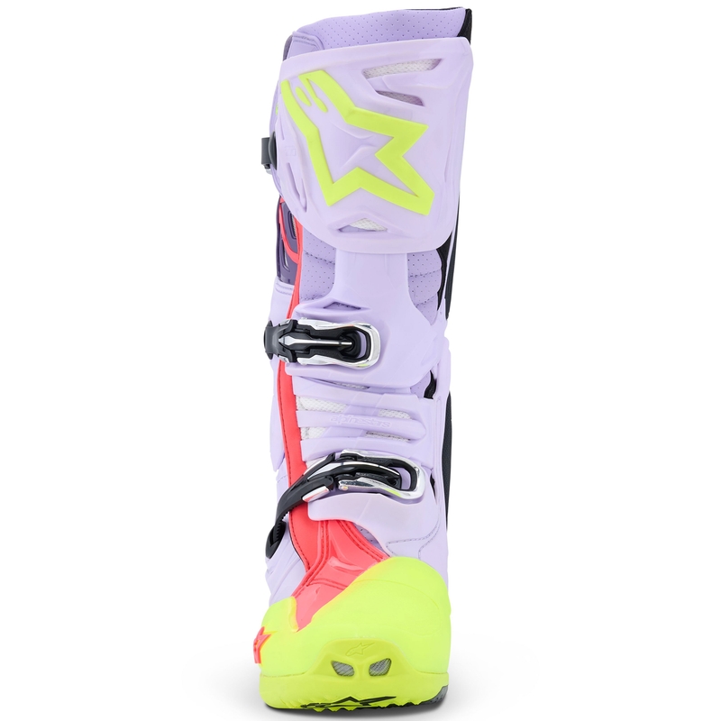 Alpinestars Tech 10 Supervented motociklističke čizme ljubičaste-fluo žute-ružičaste