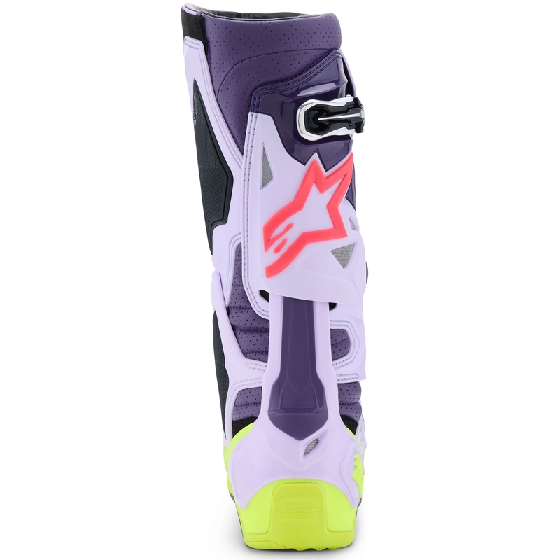 Alpinestars Tech 10 Supervented motociklističke čizme ljubičaste-fluo žute-ružičaste