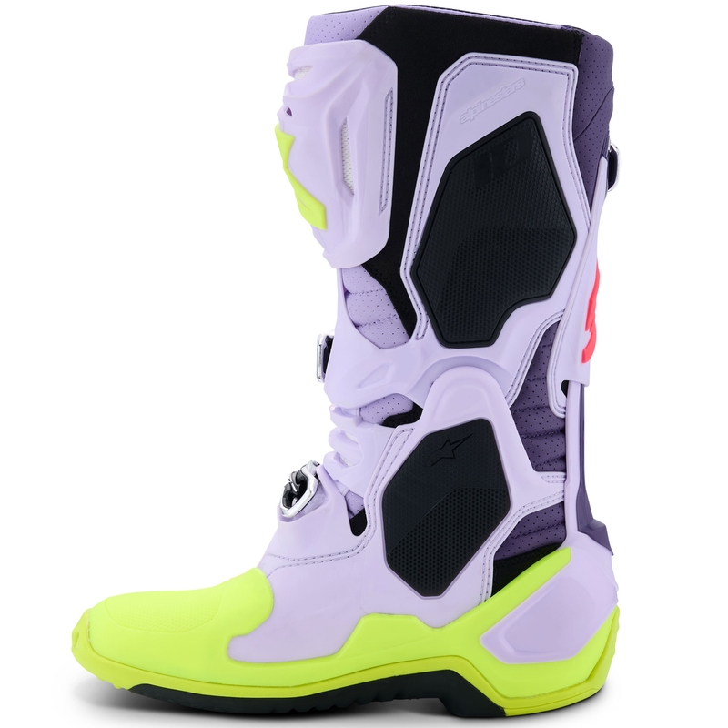 Alpinestars Tech 10 Supervented motociklističke čizme ljubičaste-fluo žute-ružičaste