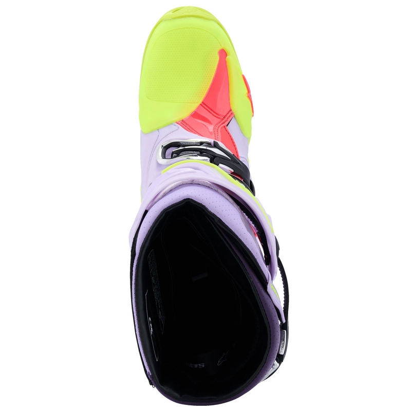 Alpinestars Tech 10 Supervented motociklističke čizme ljubičaste-fluo žute-ružičaste