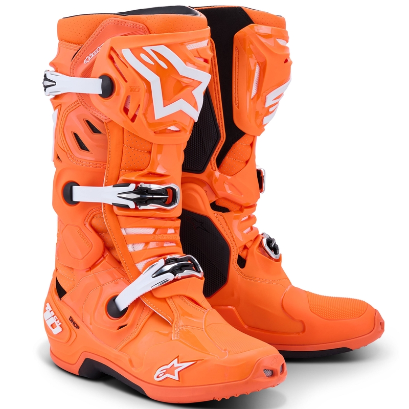 Alpinestars Tech 10 Supervented motociklističke čizme fluo narančasto-crno-bijele