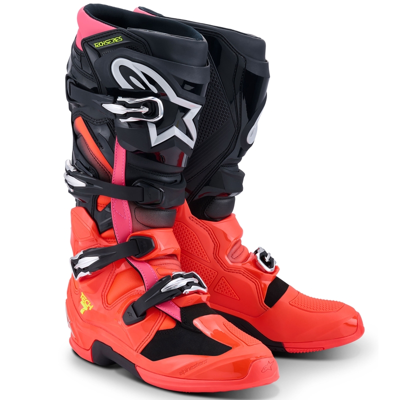 Alpinestars Tech 7 motociklističke čizme crno-fluo crveno-fluo roza