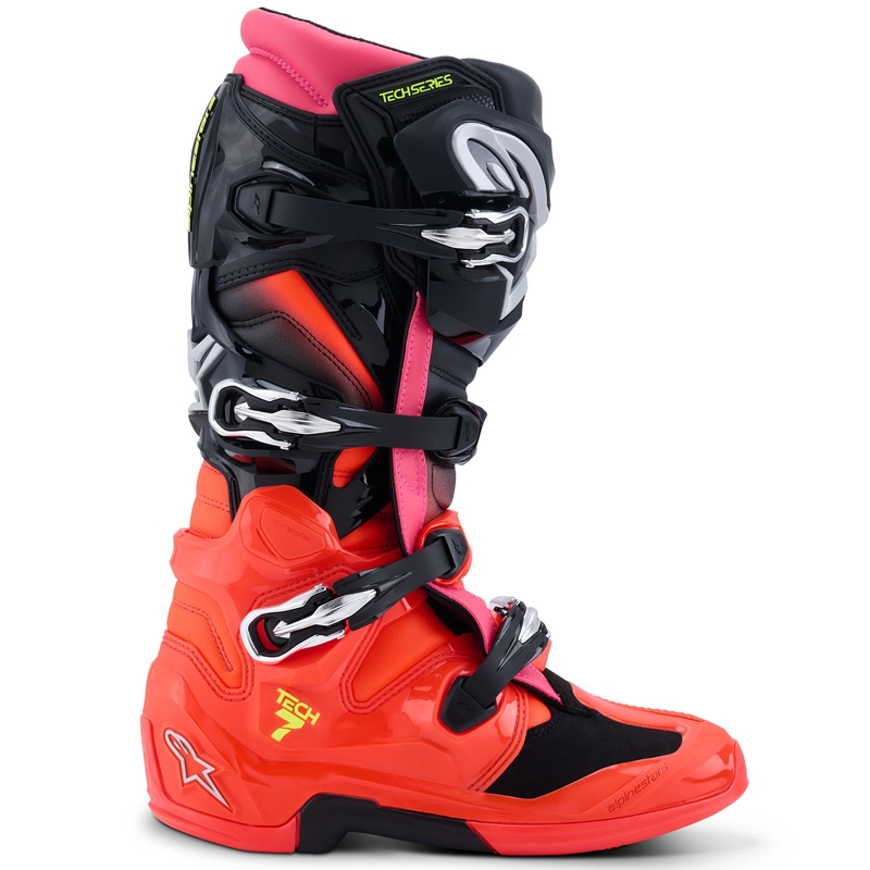 Alpinestars Tech 7 motociklističke čizme crno-fluo crveno-fluo roza