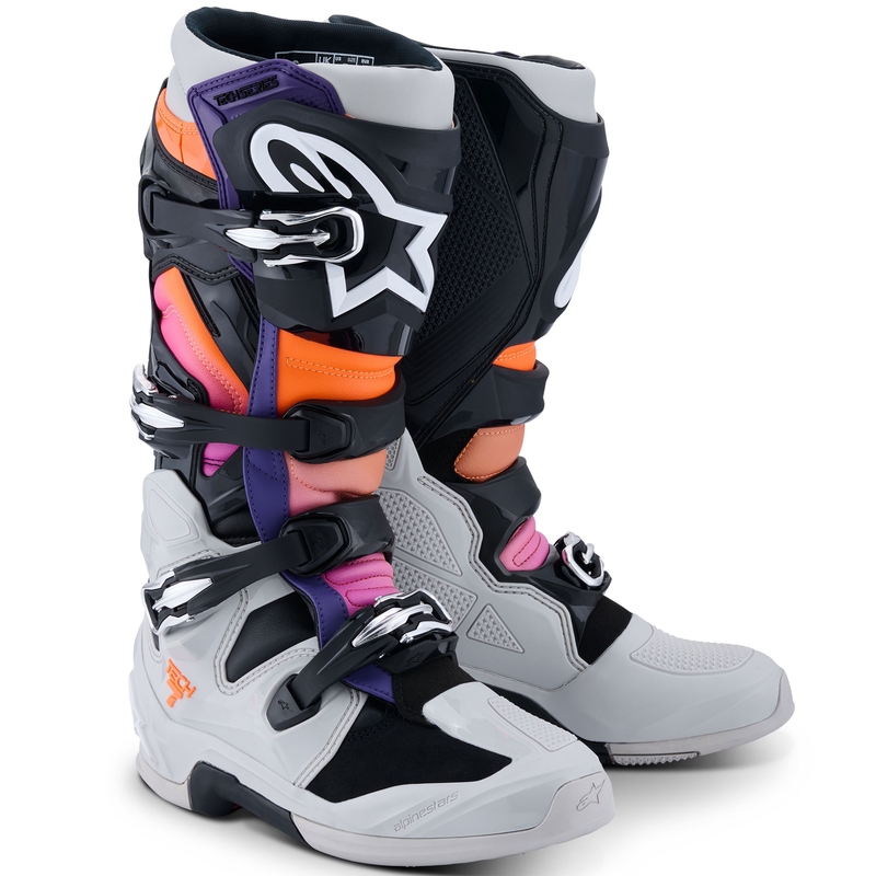 Alpinestars Tech 7 motociklističke čizme crne-svijetlo sive-fluo narančaste-gradijentne