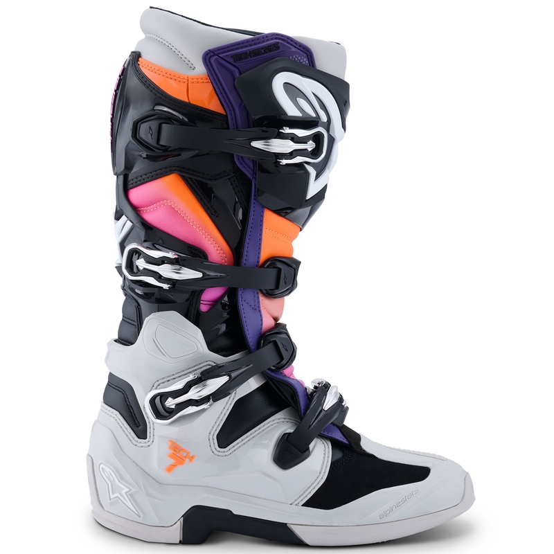 Alpinestars Tech 7 motociklističke čizme crne-svijetlo sive-fluo narančaste-gradijentne
