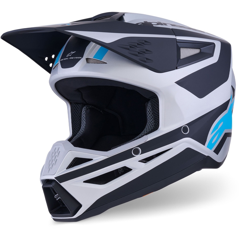 Alpinestars S-M3 Heat motocross kaciga srebrno-plavo-crna mat