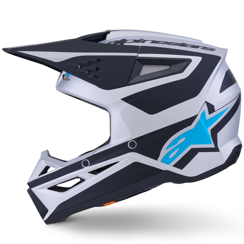 Alpinestars S-M3 Heat motocross kaciga srebrno-plavo-crna mat