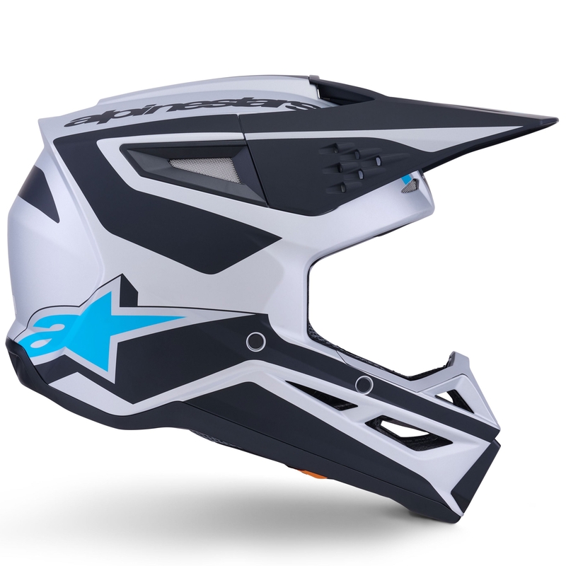 Alpinestars S-M3 Heat motocross kaciga srebrno-plavo-crna mat