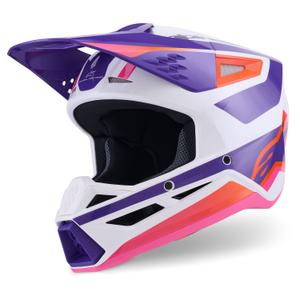 Alpinestars S-M3 Heat motocross kaciga bijelo-ljubičasto-roza
