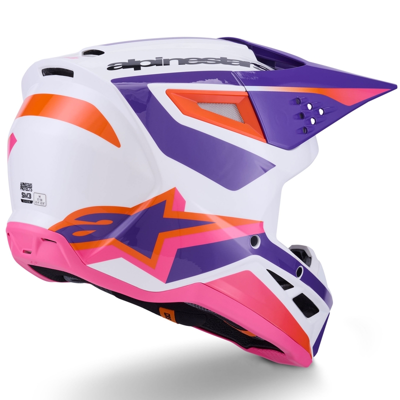 Alpinestars S-M3 Heat motocross kaciga bijelo-ljubičasto-roza