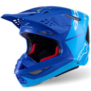 Alpinestars Supertech S-M10 Flood motocross kaciga plava biserno-svijetloplava-crna-karbonska-mat-sjajna