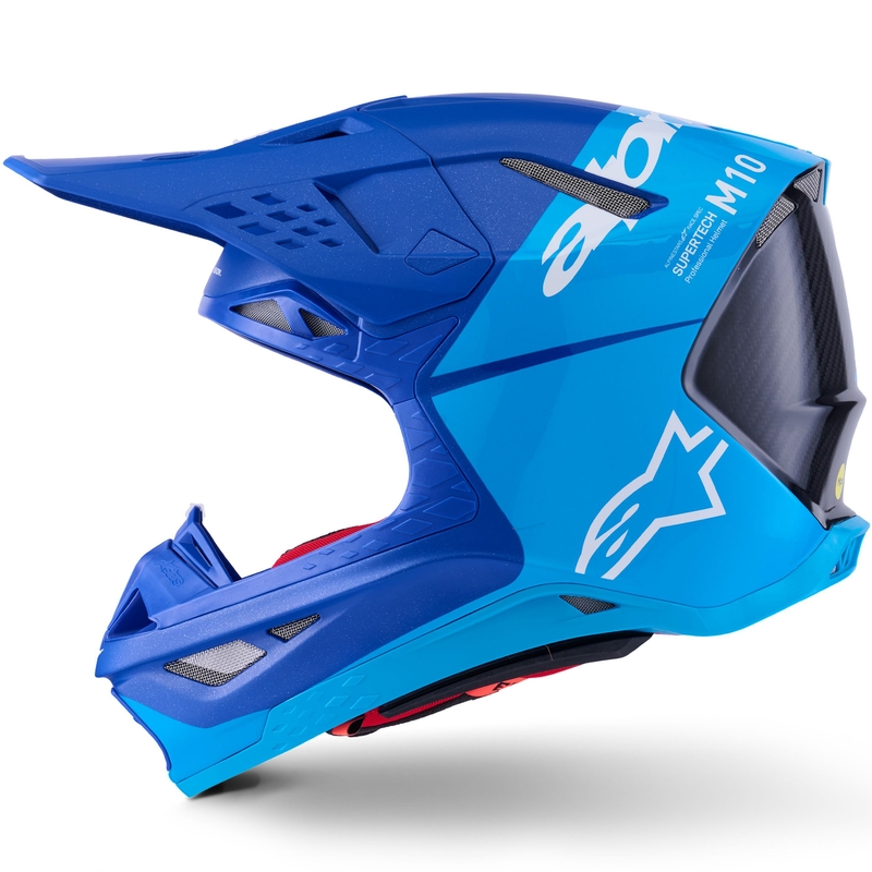 Alpinestars Supertech S-M10 Flood motocross kaciga plava biserno-svijetloplava-crna-karbonska-mat-sjajna