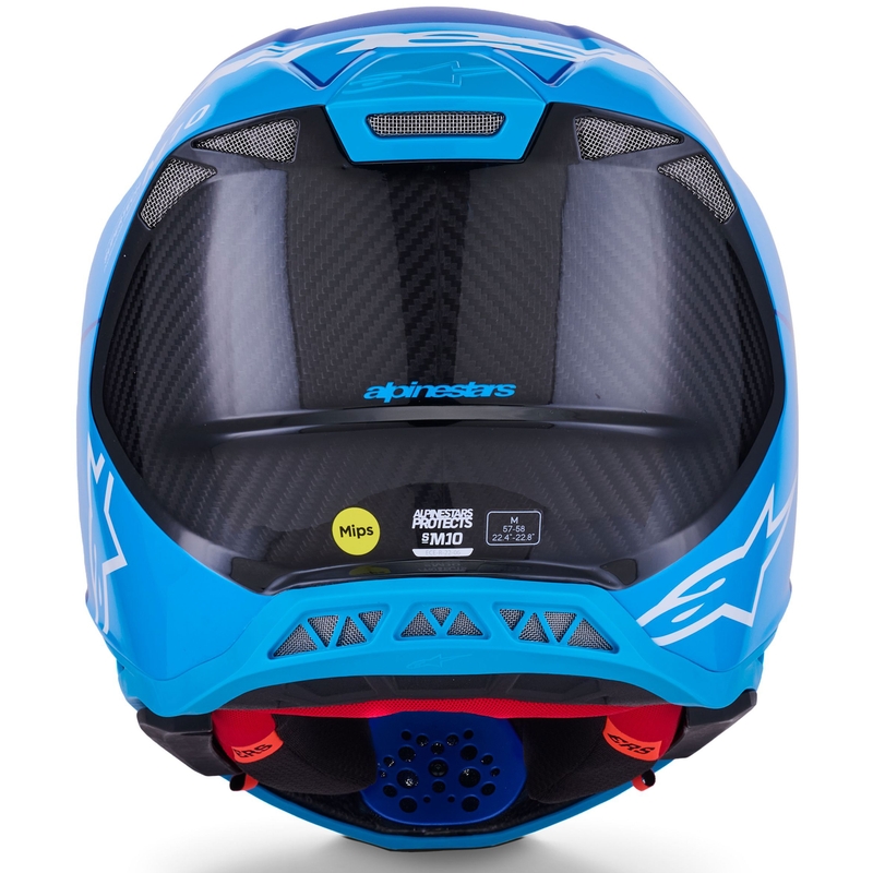 Alpinestars Supertech S-M10 Flood motocross kaciga plava biserno-svijetloplava-crna-karbonska-mat-sjajna