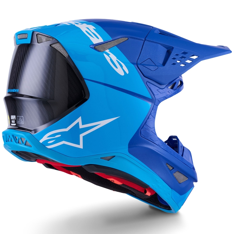 Alpinestars Supertech S-M10 Flood motocross kaciga plava biserno-svijetloplava-crna-karbonska-mat-sjajna