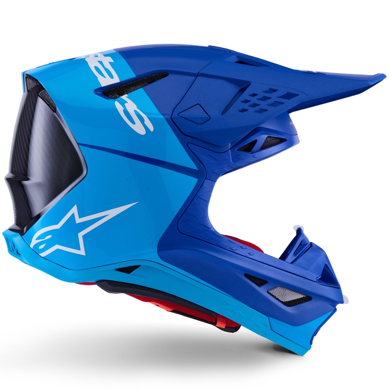 Alpinestars Supertech S-M10 Flood motocross kaciga plava biserno-svijetloplava-crna-karbonska-mat-sjajna