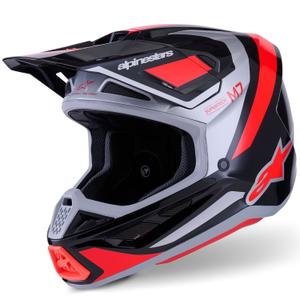 Alpinestars SM7 Rise motocross kaciga crno-srebrno-fluo crvena