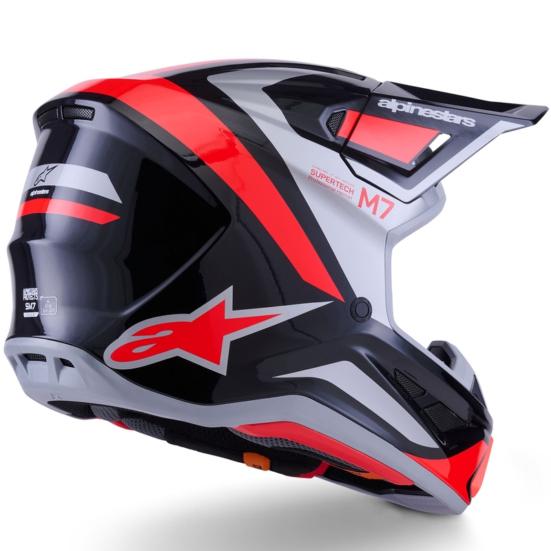 Alpinestars SM7 Rise motocross kaciga crno-srebrno-fluo crvena
