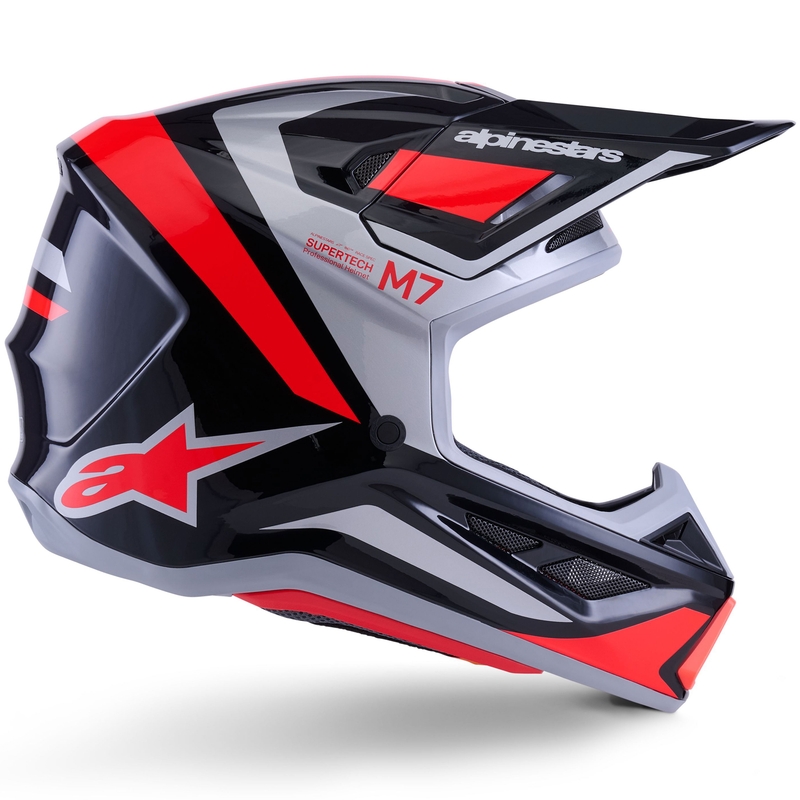 Alpinestars SM7 Rise motocross kaciga crno-srebrno-fluo crvena