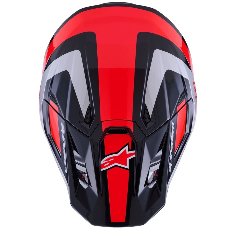 Alpinestars SM7 Rise motocross kaciga crno-srebrno-fluo crvena