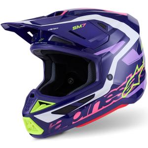 Alpinestars SM7 Deed motocross kaciga ljubičasto-roza-bijelo-fluo žuta