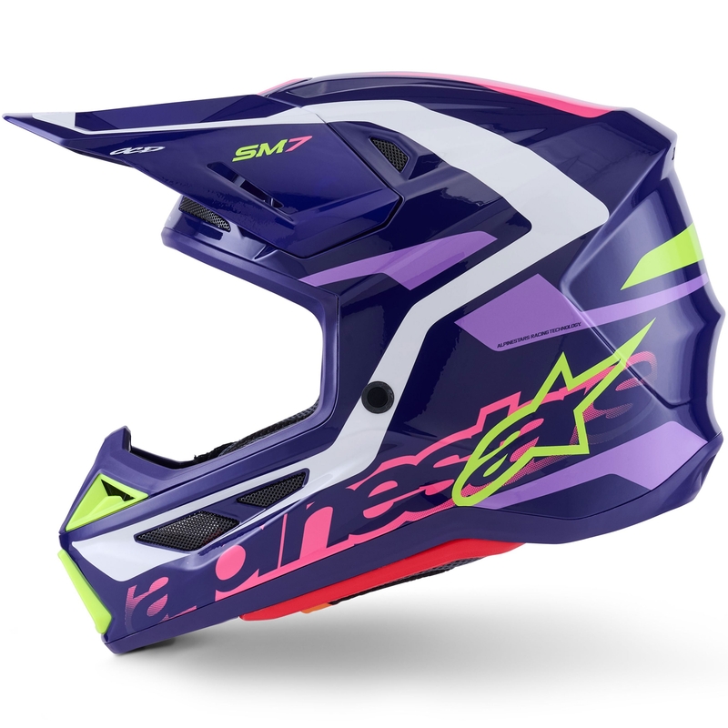 Alpinestars SM7 Deed motocross kaciga ljubičasto-roza-bijelo-fluo žuta