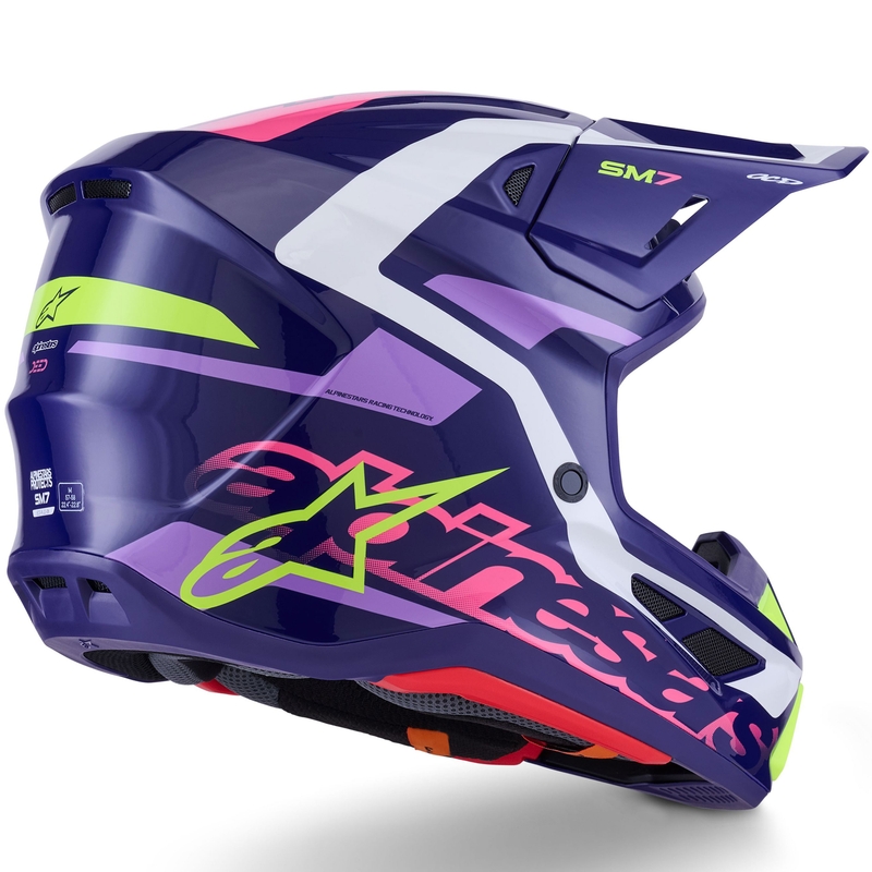 Alpinestars SM7 Deed motocross kaciga ljubičasto-roza-bijelo-fluo žuta