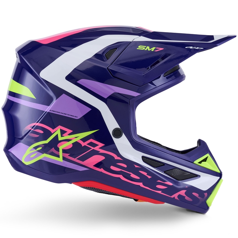 Alpinestars SM7 Deed motocross kaciga ljubičasto-roza-bijelo-fluo žuta
