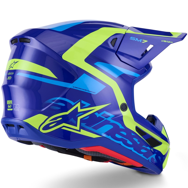 Alpinestars SM7 Deed motocross kaciga plavo-fluo žuta