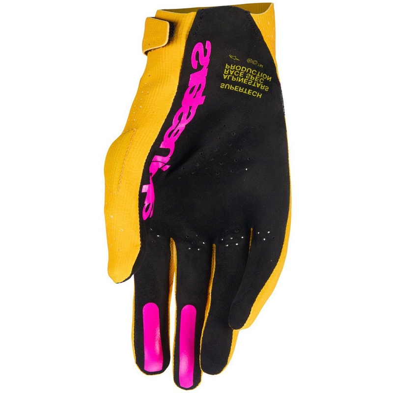 Alpinestars Supertech MX motocross rukavice zlatno-crne-fluo roze
