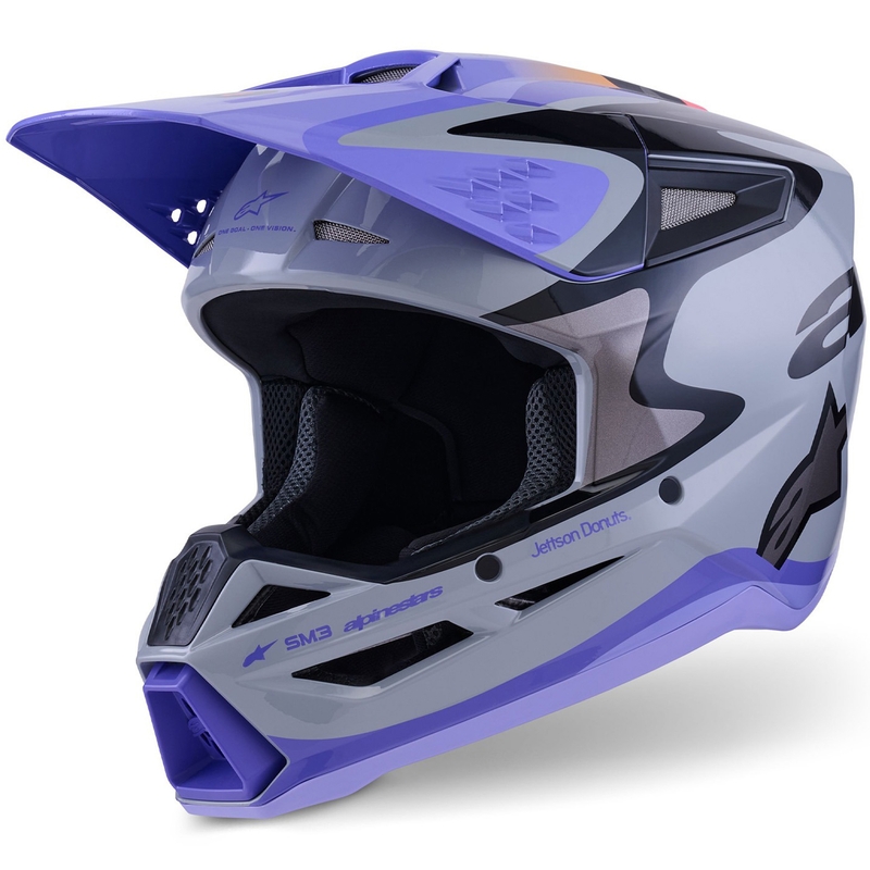 Alpinestars S-M3 JETT LAWRENCE edition motocross kaciga sivo-ljubičasto-crna