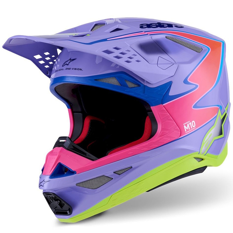 Alpinestars S-M10 JETT LAWRENCE R01 motocross kaciga ljubičasto-fluo roza-fluo žuta