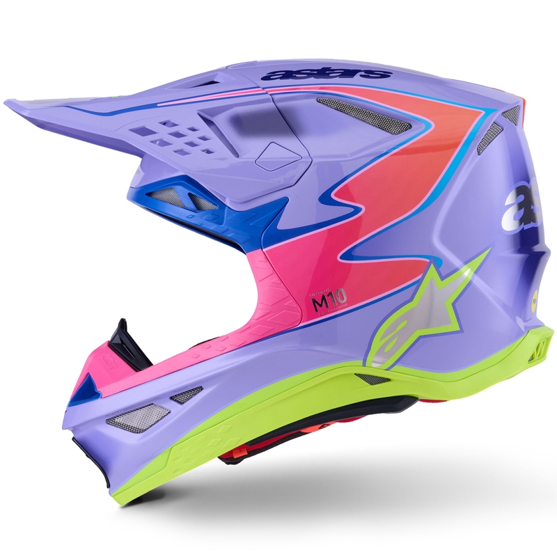 Alpinestars S-M10 JETT LAWRENCE R01 motocross kaciga ljubičasto-fluo roza-fluo žuta