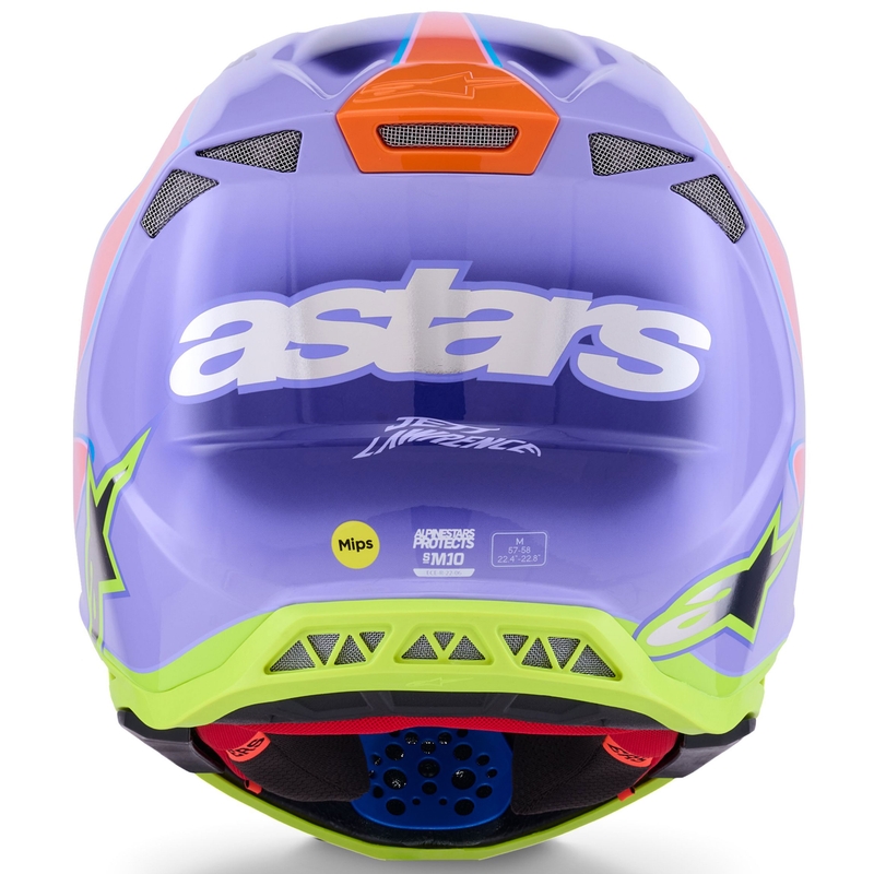 Alpinestars S-M10 JETT LAWRENCE R01 motocross kaciga ljubičasto-fluo roza-fluo žuta