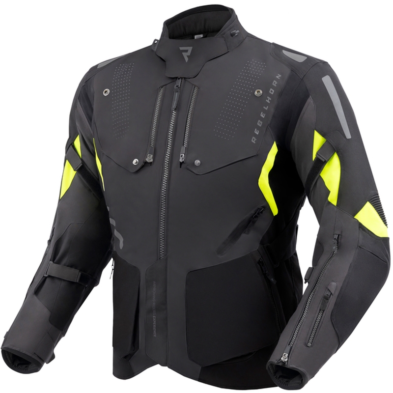 Motociklistička jakna Rebelhorn Hiker IV crna-antracit-fluo žuta