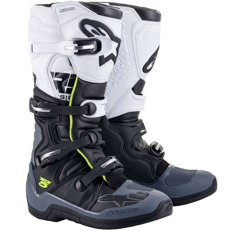 Alpinestars TECH 5 motociklističke čizme crno-sivo-bijelo-fluo žuto
