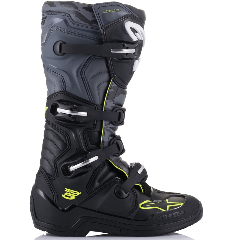 Alpinestars TECH 5 motociklističke čizme crno-sivo-fluo žute