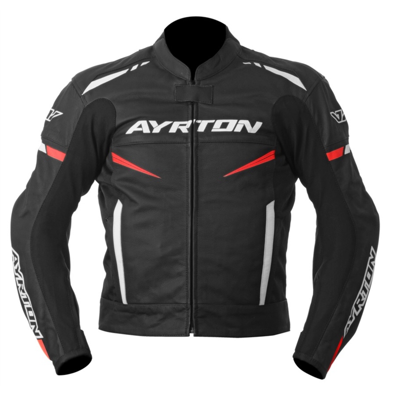 Motociklistička jakna Ayrton Raptor crno-bijela-fluo crvena